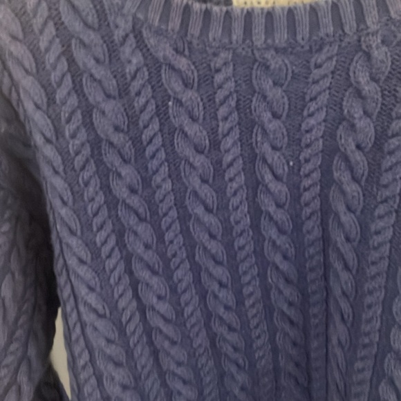 FINAL MARKDOWN Eddie Bauer Blue Cable Knit Sweater petite medium - Picture 2 of 3